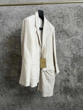 IRREGULAR LINEN - Men's Irregular Front Linen Suit Jacket Double Collar - Beige, S–XL