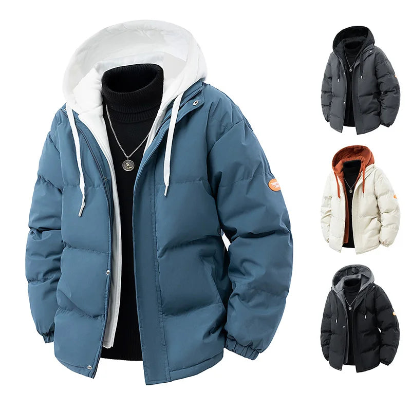 HEAVY DUTY - Men's Quilted Hooded Puffer Parka - Thick Loose Winter Coat