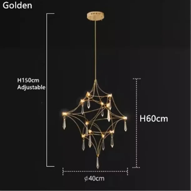 Starry Sky Pendant Light – Gold/Chrome, 40–120cm, Dimmable