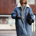 Long Denim Coat - Thick Winter Jacket