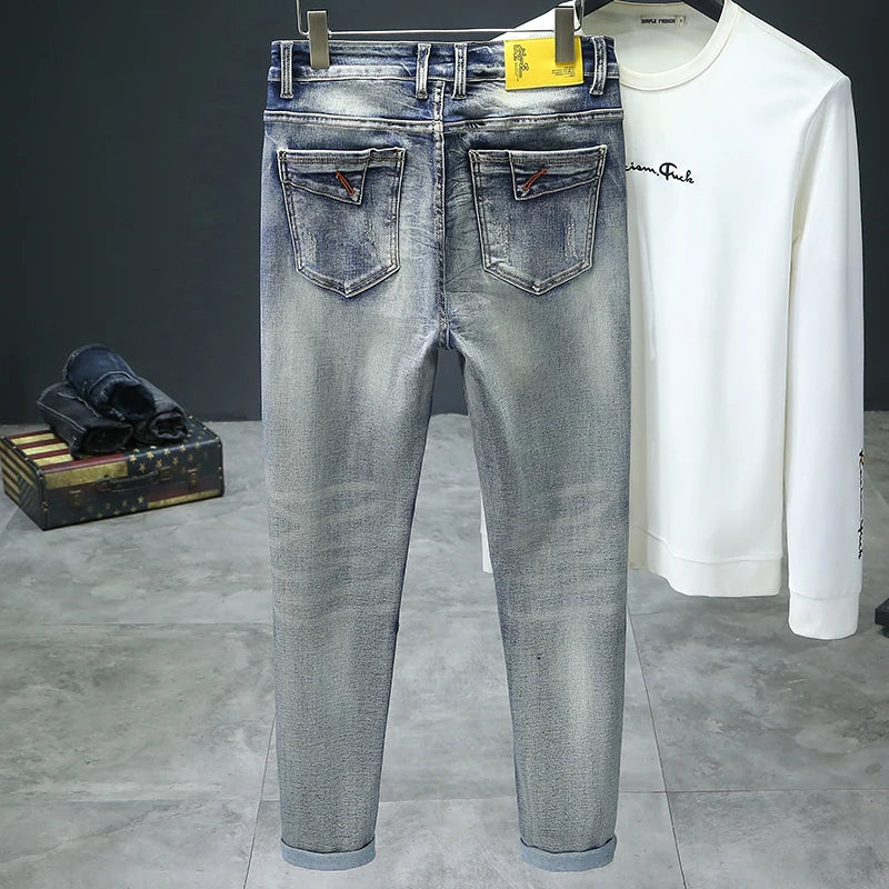 MOTO SLIM - Men's Retro Slim Skinny Jeans - Vintage Wash, W28–38