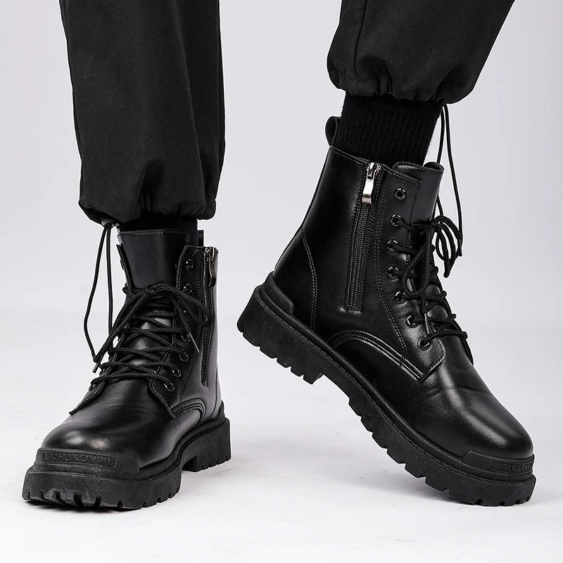 TRAIL BOSS - Men's Retro Leather Hiking Boots - Thick Sole, Anti-Slip Ankle Boots