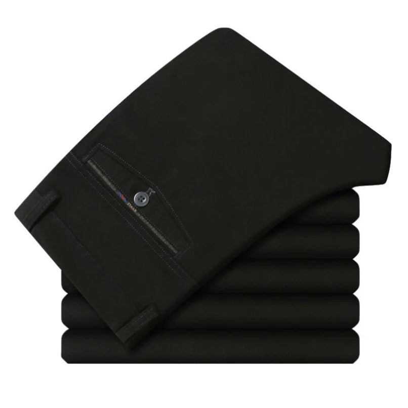 COTTON EASE - Men's 100% Cotton Casual Trousers - Summer Thin & Autumn Thick, High Waist