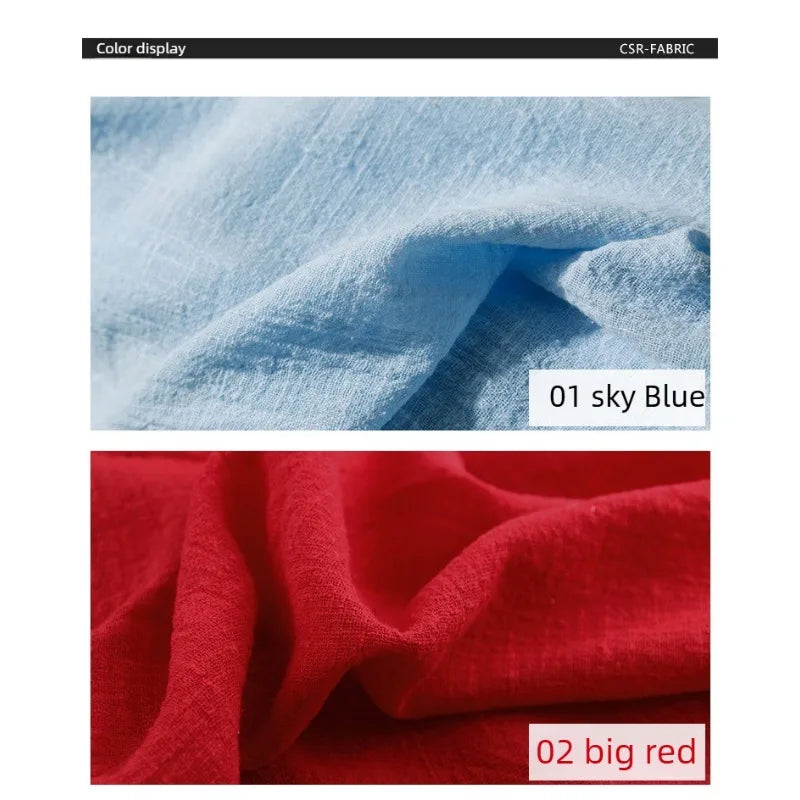 SLUB COTTON LINEN CREPE FABRIC - 135cm Wide, 26 Solid Colours - Everyday Sewing