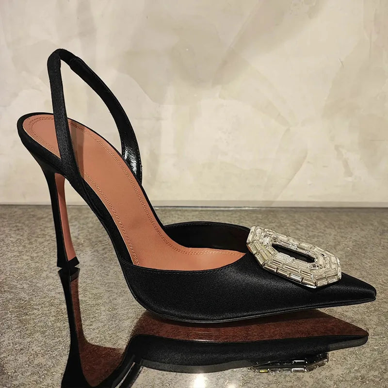 Water Diamond Buckle Toe Sandals 2026 New Pointed Thin Heel Hollow Banquet High Heels Platform Sandals Women Shoes