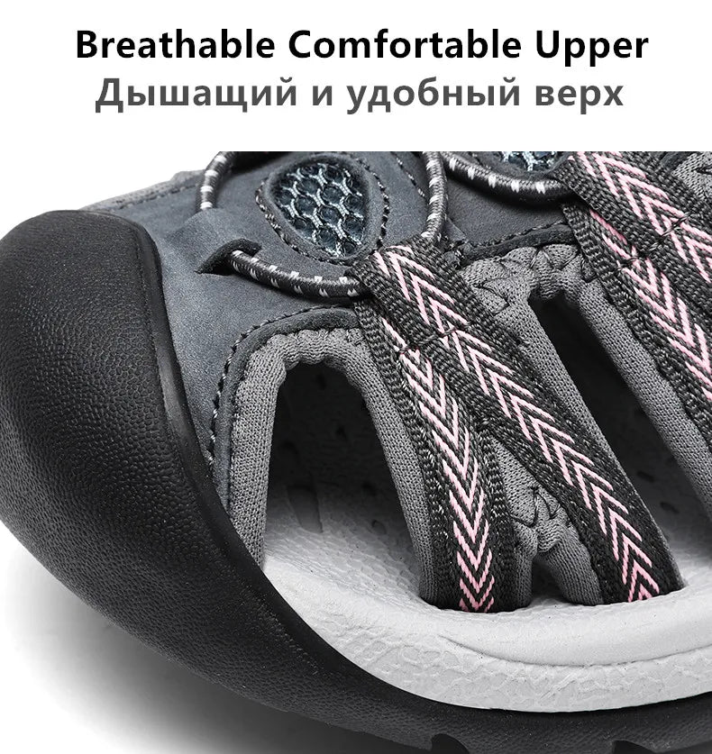Summer Genuine Leather Women's Sandals Comfortable Sandals 2025 New Designer Sneakers Lightweight Outdoor Women Beach Sandals