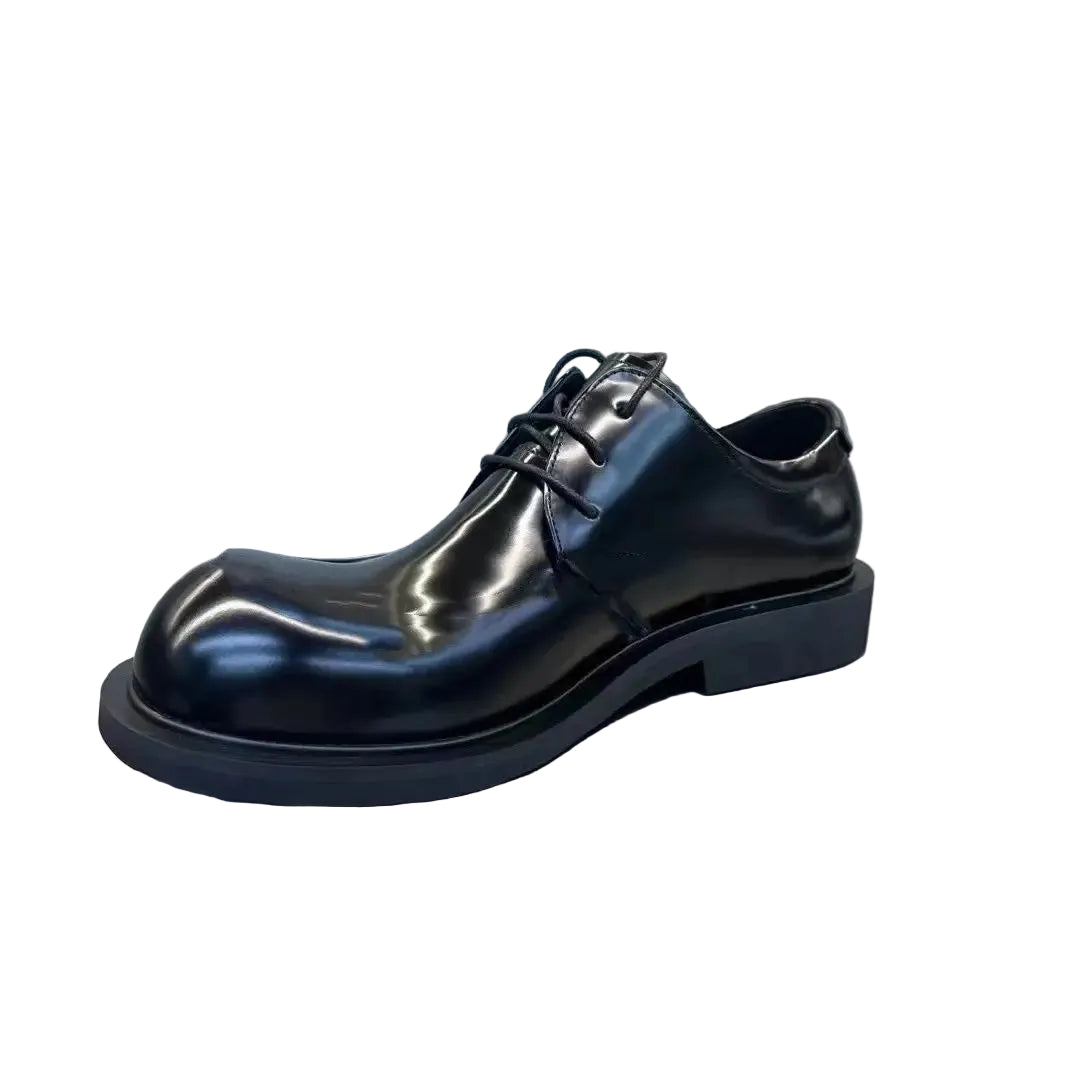 BROGUE BOSS - Men's Thick-Sole Genuine Leather Brogue Shoes - Lace-Up Round Toe Business Casual Derby