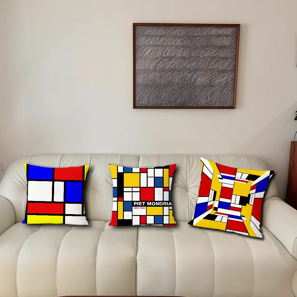 Piet Mondrian Pillow Cover - Double-Sided Print - Soft Polyester