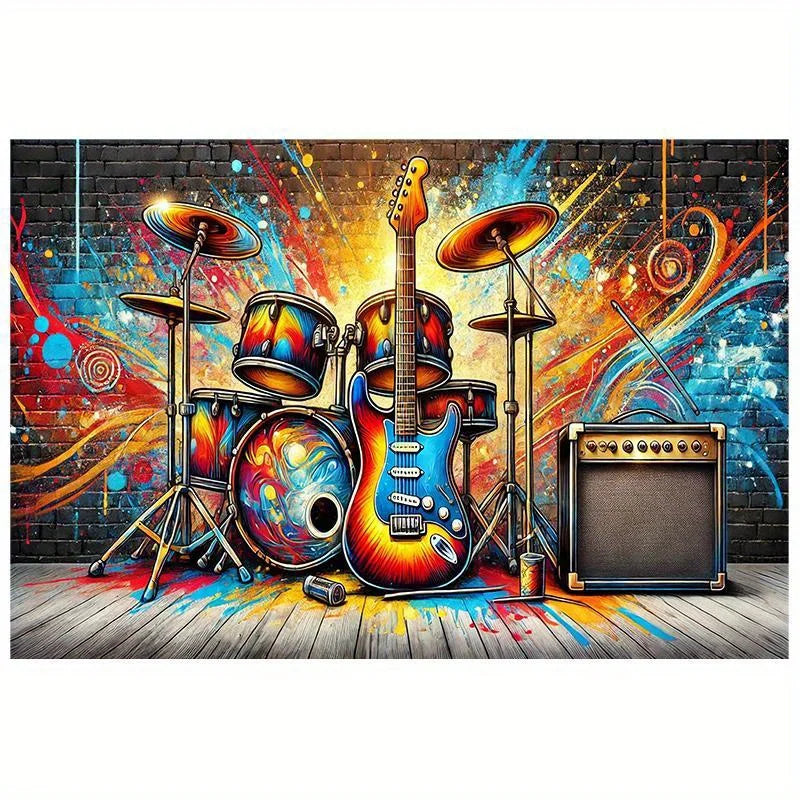 Guitar & Drum Backdrop - Multi-Size - Music Energy