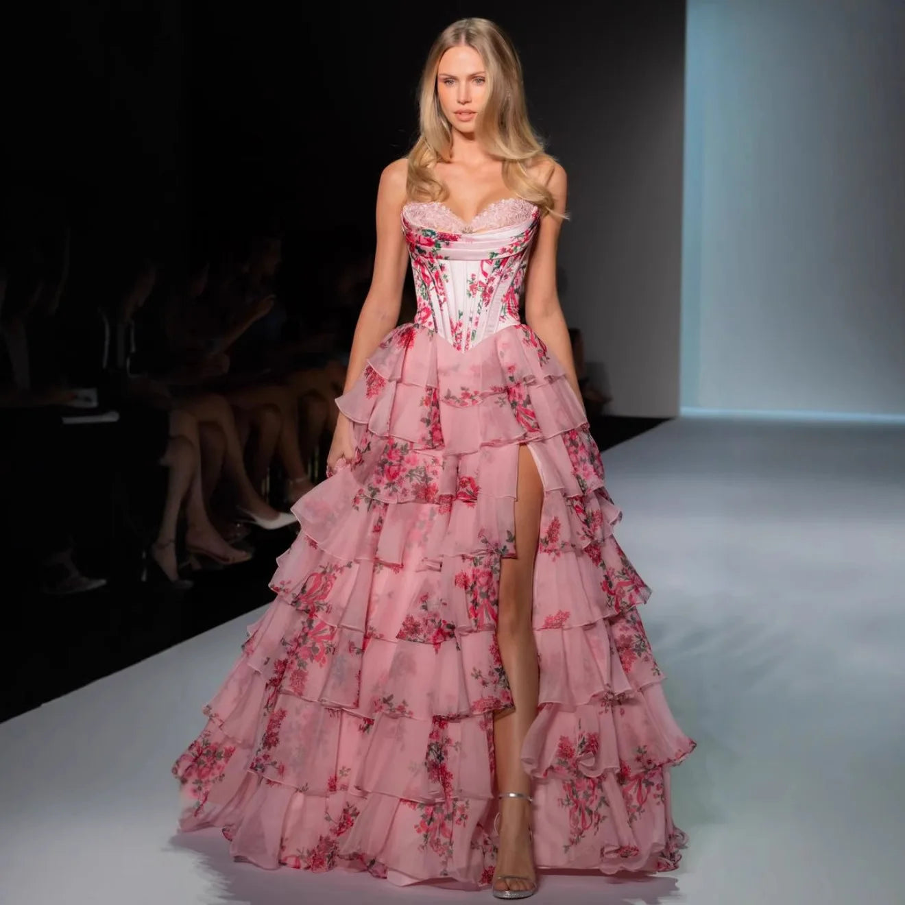 2025 Spring Summer American Women's Printed Casual Trendy Sleeveless Strapless Floor Length A-line Sexy Dresses Female Clothes