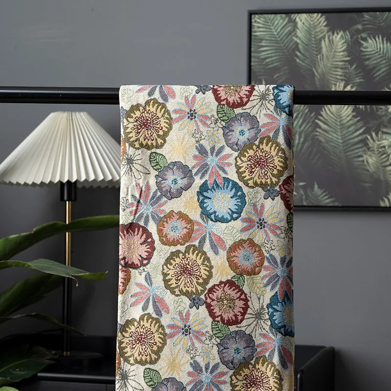 FLORAL CHENILLE JACQUARD FABRIC - Polyester-Cotton, 148cm Wide - Rich Rooms