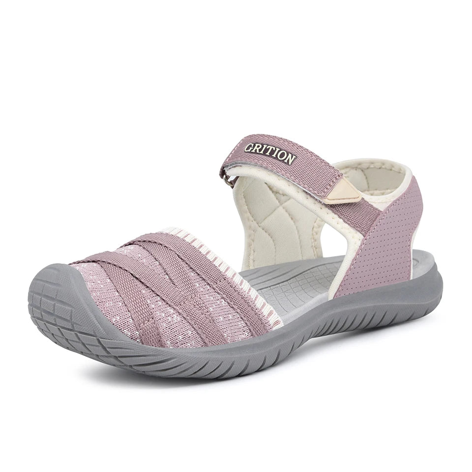 GRITION Women Sandals Casual Outdoor Shoes Closed Toe Flat Heels Elastic Fabric New Fashion 36-41 Ladies Trekking Hiking Sandals