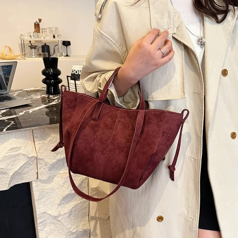 Light Luxury Solid PU Hasp Shoulder Bag for Women Commuting Frosted Leather Handbag 2026 Hot Sale Large Capacity Niche Tote Bags