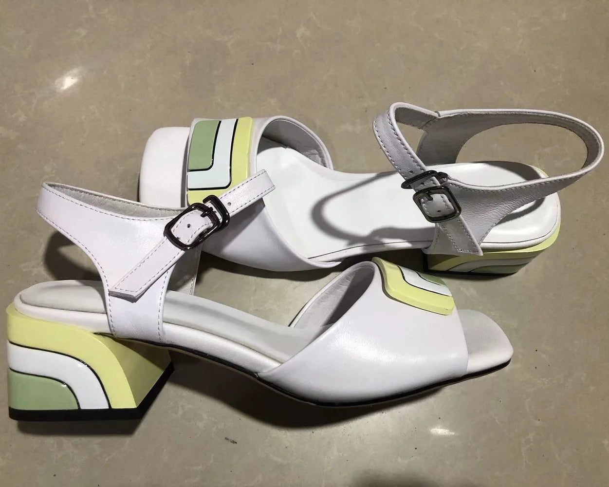 【JOCHEBED HU】Summer Genuine Leather Chunky Sandals Sexy Women High Heels Shoes New Brand Party Designer Slingback Pumps 33-46