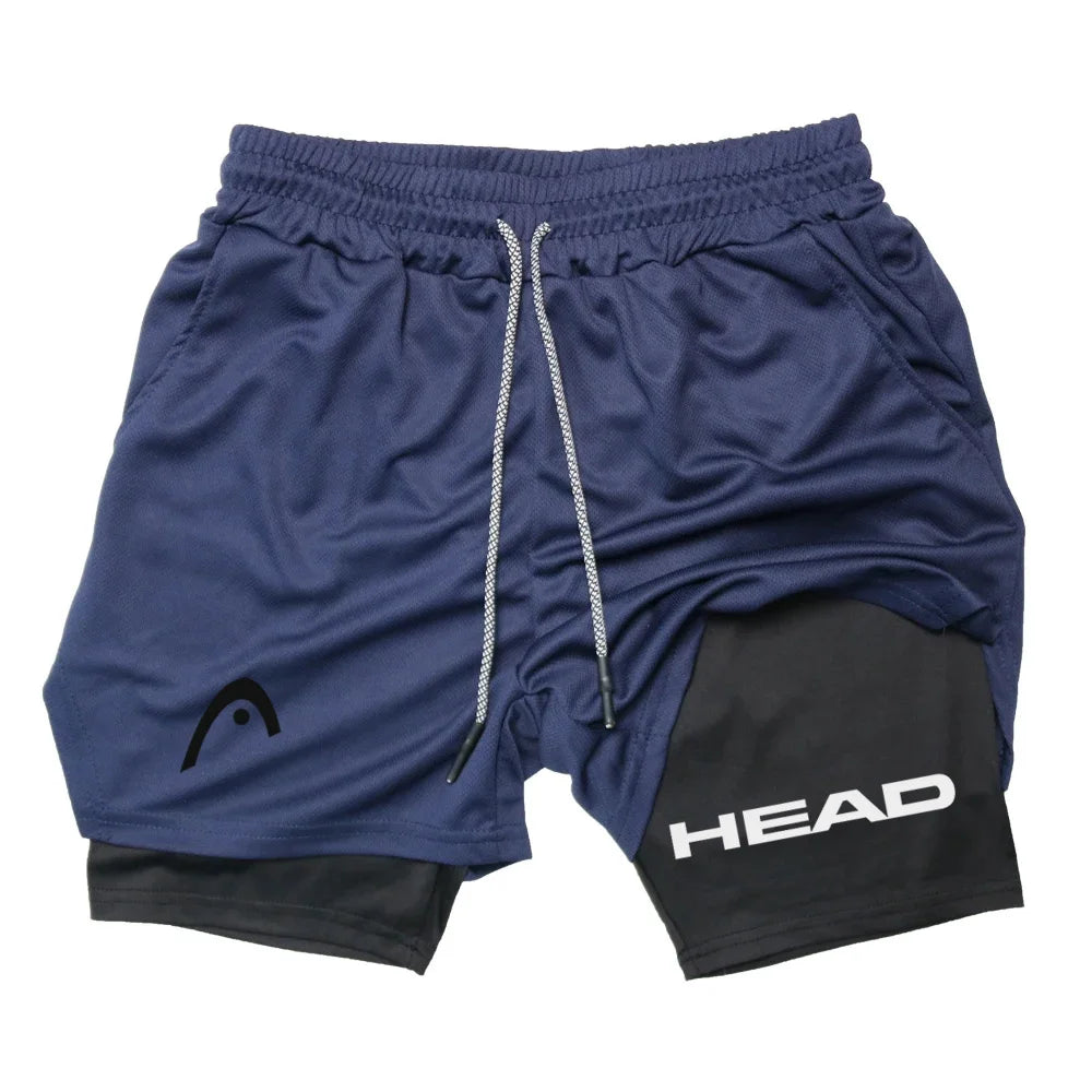 Anime Berserk Head Running Shorts Men Fitness Gym Training 2-in-1 Sports Quick Dry Workout Jogging Double Deck Summer