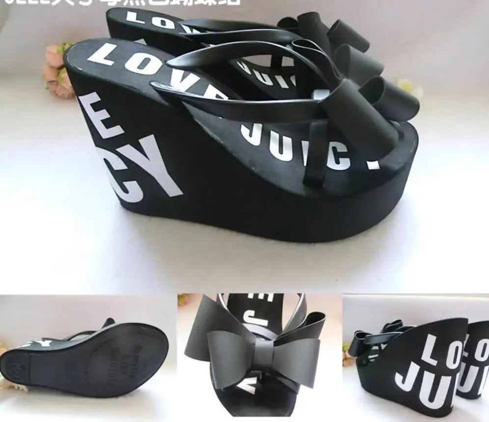Platform Wedges Sandals Wedges Flip Flops High Heel Sandals Slippers White Beach Sandals Bohemia Flip Flops Pink size 32--43