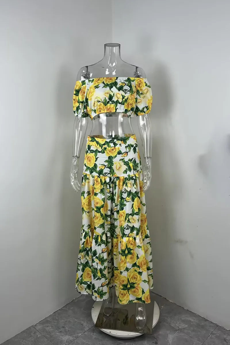 2026Spring new women's clothing Foreign trade European and American dresses Elegant casual loose-fitting plant print long dress
