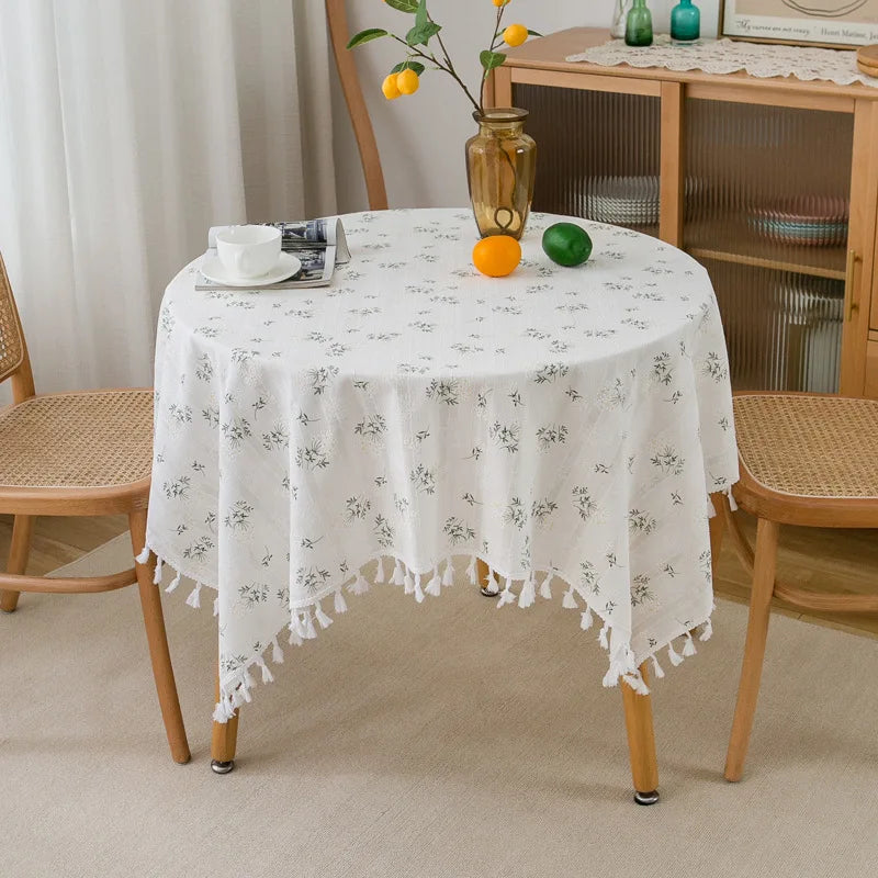 EMBROIDERED FLORAL TABLECLOTH - Cotton, Round & Rectangle, 14 Sizes - Garden Table Mood