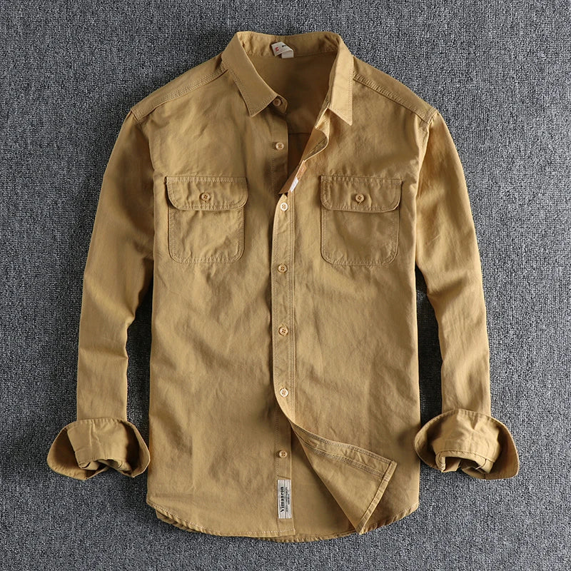 COLOR WAVE - Men's Cotton Casual Shirt - 10 Colors, Long Sleeve, Spring Autumn