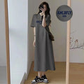 Women's Loose T-shirt Dress Plus Size Summer Casual Letter Print Short Sleeve O-neck Split Long Dress