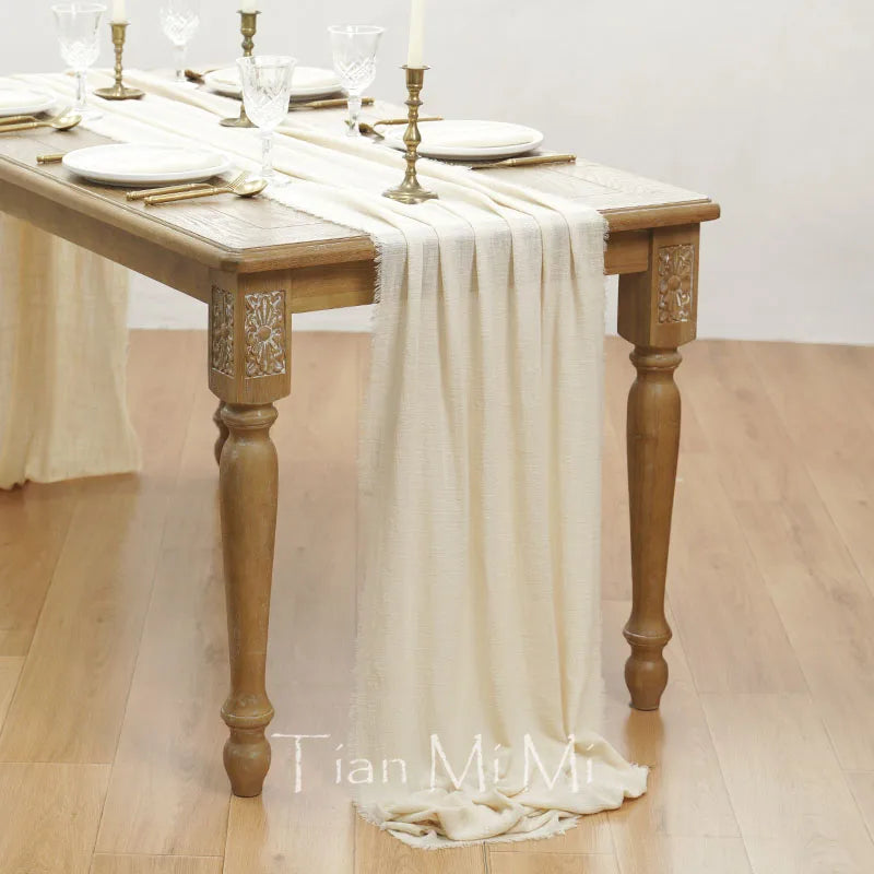 COTTON GAUZE TABLE RUNNER - 23 Colors, 40 & 62cm Wide, Up to 10m - Rustic Tables