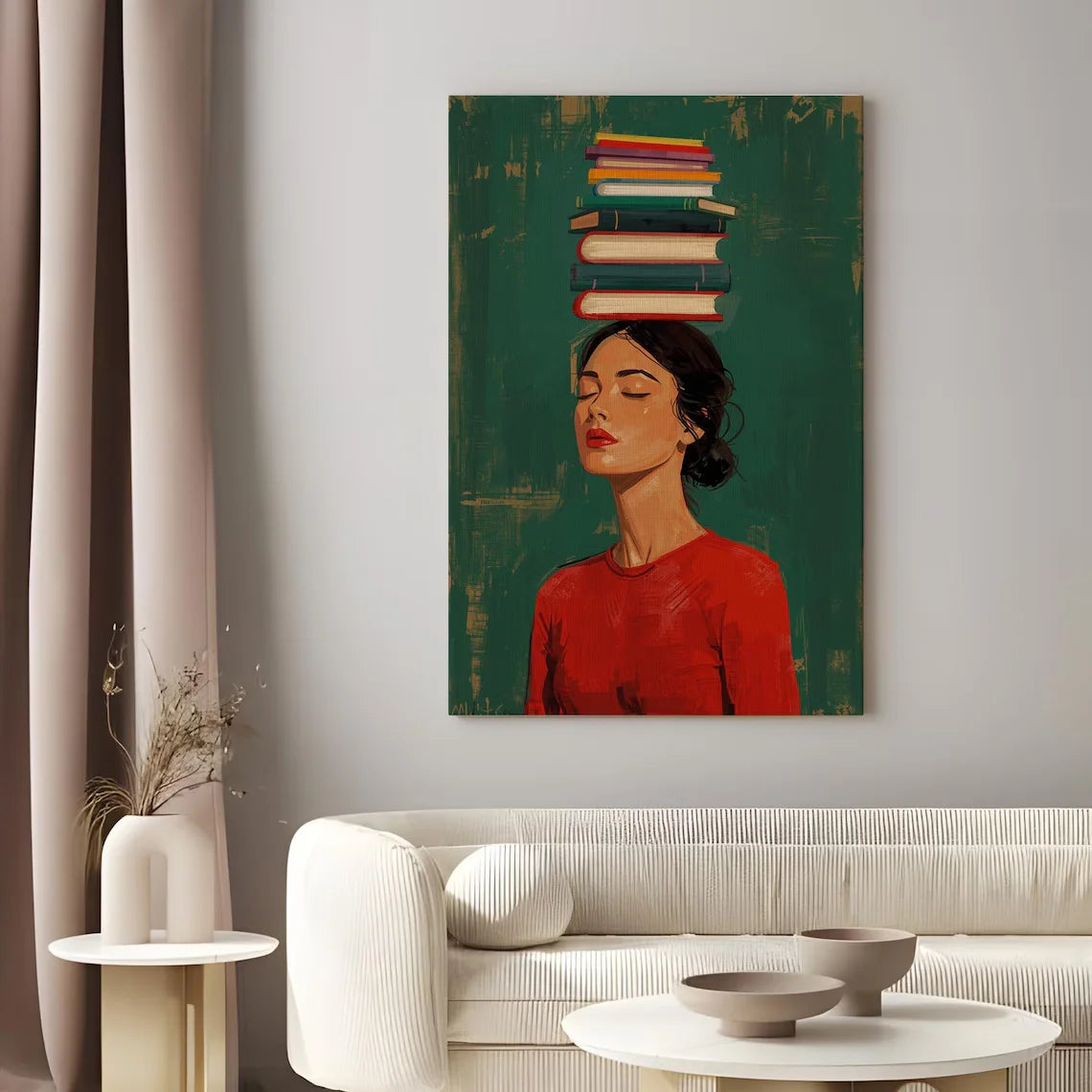 Balanced Books Wall Art - woman in red - artistic decor
