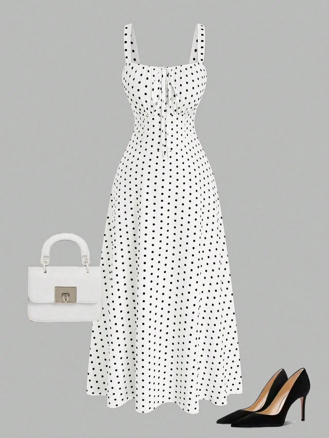 【Plus Size】 Polka Dot Print Dress, Casual Sleeveless Dress for Summer, Women's Plus Size Clothing for Daily Wear