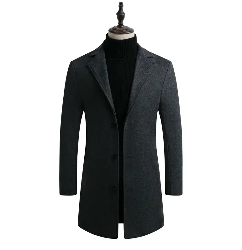 LONG DRAPE - Men's Wool Blend Long Coat - Slim Fit, 8 Colors, Autumn Winter
