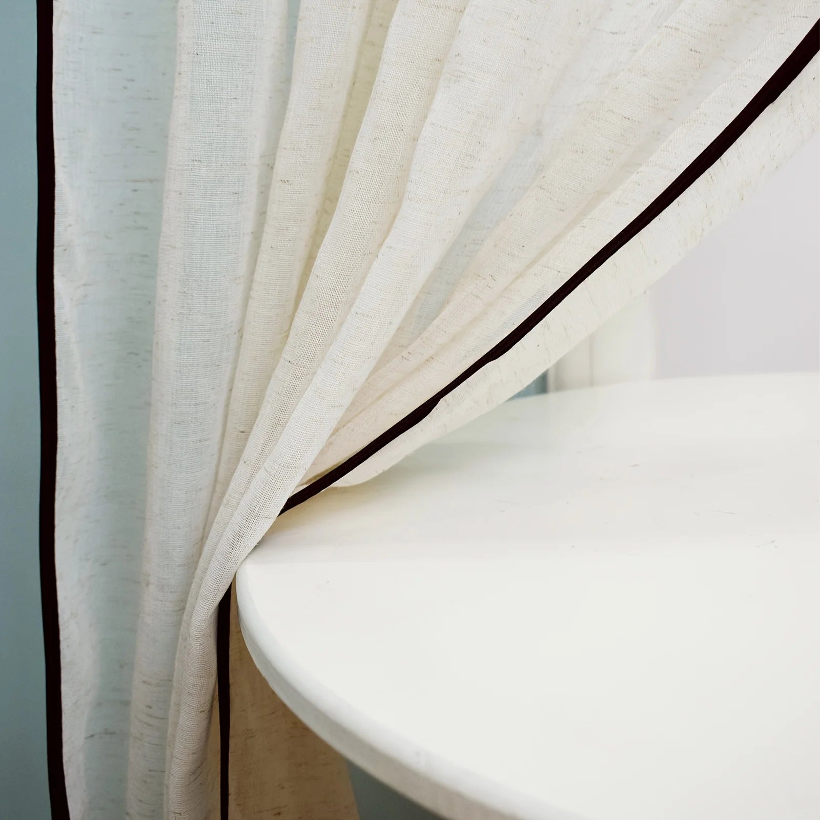PLAIN LINEN SHEER CURTAIN - Semi-Transparent, Multi-Size & Heading - Light Rooms