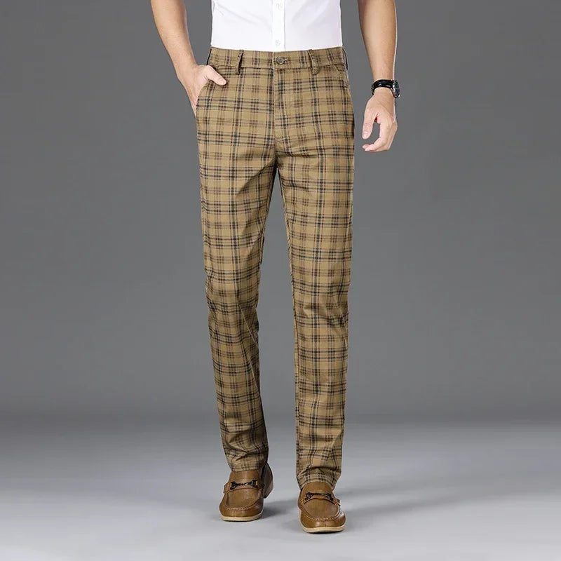 CHECK SLIM - Men's Checkered Slim Straight Business Casual Pants - 6 Colors, W30–38