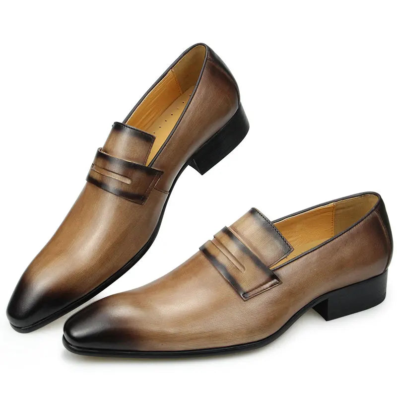 VELOUR STEP - Men's Luxury Cowhide Leather Loafers - Comfortable Formal & Daily Dress Shoes