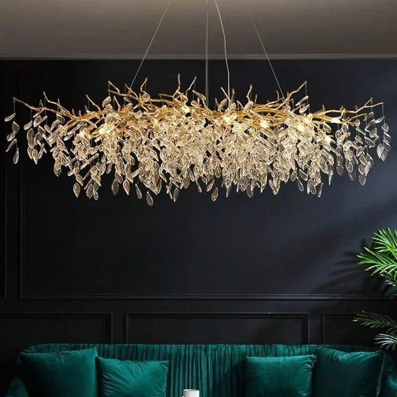 Luxury Crystal LED Chandelier – Round & Linear, Gold/Silver, Multiple Sizes