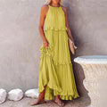 Women Casual Ruffles Long Dress 2026 Summer Elegant Sleeveless Sundress Elegant Harajuku Maxi Dress Beach Party Evening Vestido