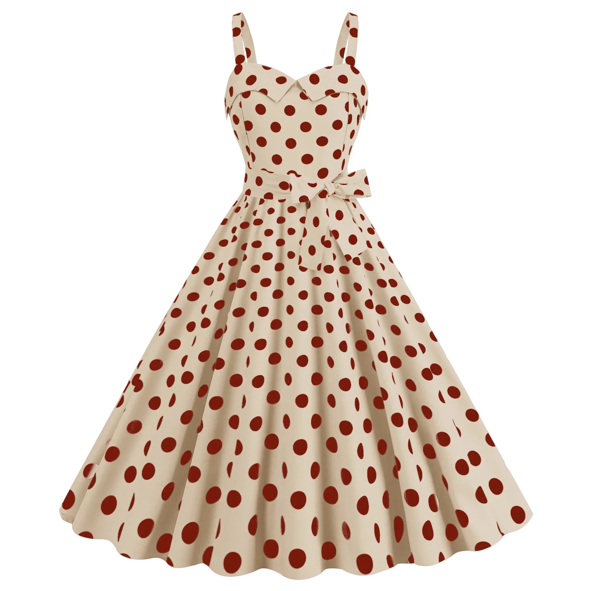 Vintage Classical Polo Dot Printed Dress Women's Sexy Sling Strap Wrap Chest Dress Valentine's Day Streetwear Spring Summer