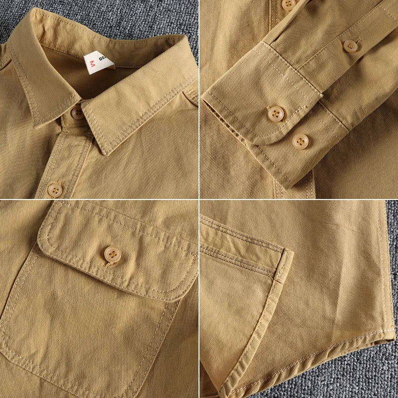 COLOR WAVE - Men's Cotton Casual Shirt - 10 Colors, Long Sleeve, Spring Autumn