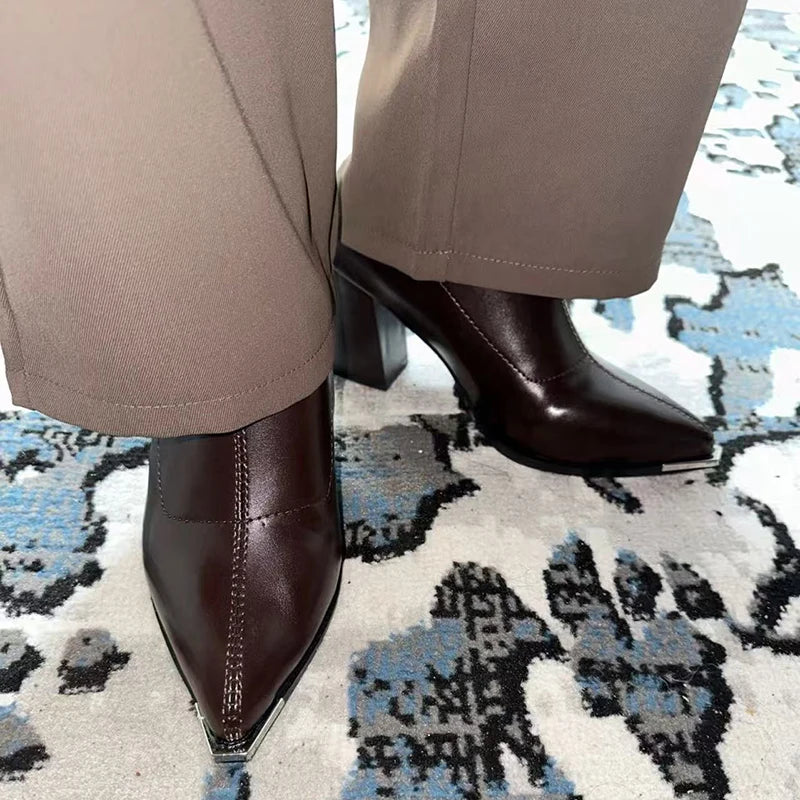 Pointed Toe Chelsea Ankle Boots – Metal Decor