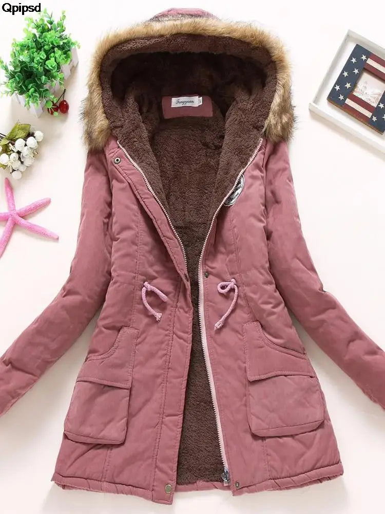 Slim Hooded Padded Coat - Applique & Sash Detail