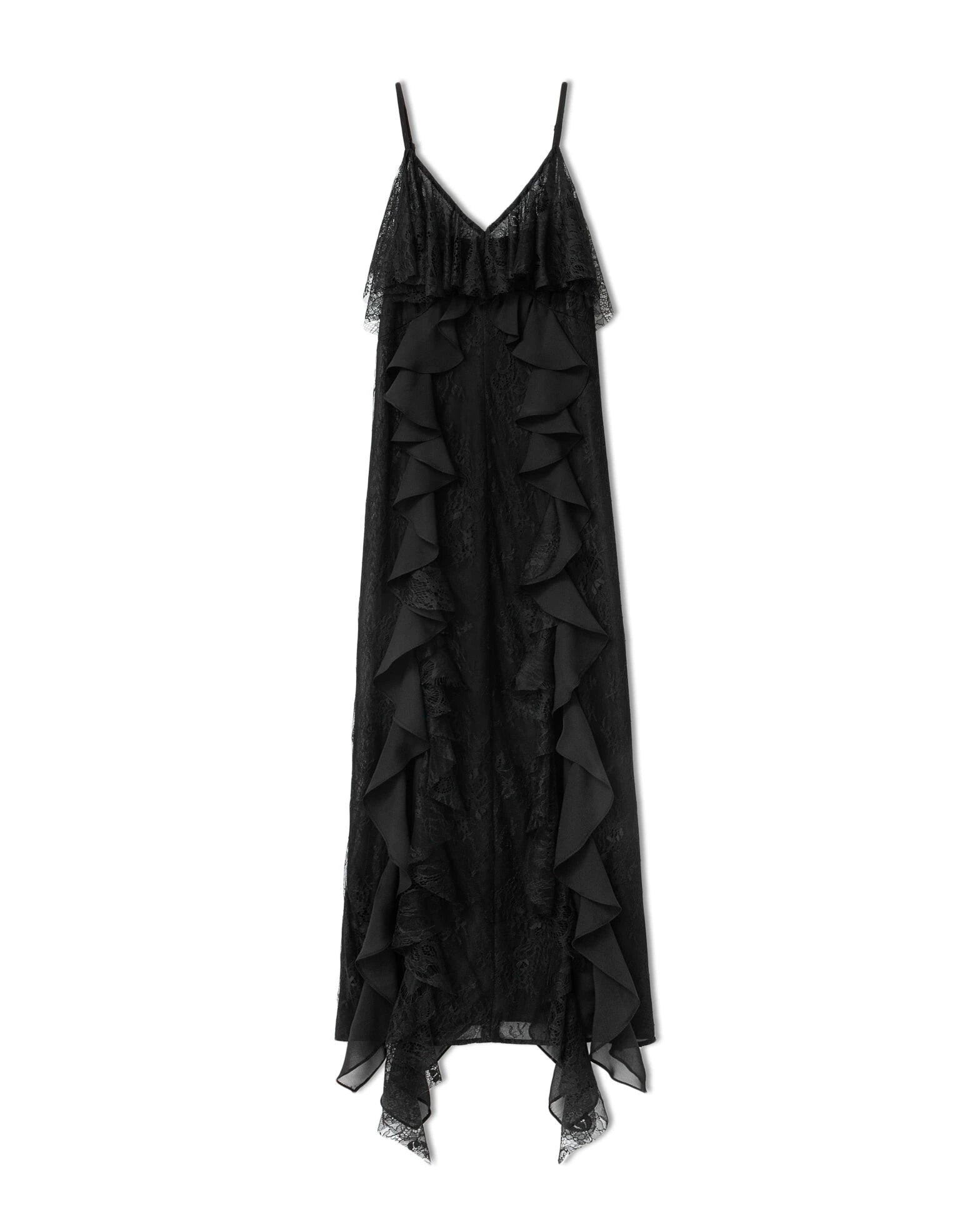 Tornova Fashion Ruffled Suspender Dress For Women Sexy Slit Slim Long Dress Sleeveless Lace Splice Summer Vacation Clothes Lady