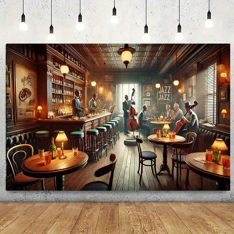 Jazz Bar Backdrop - Multi-Size - Party Atmosphere