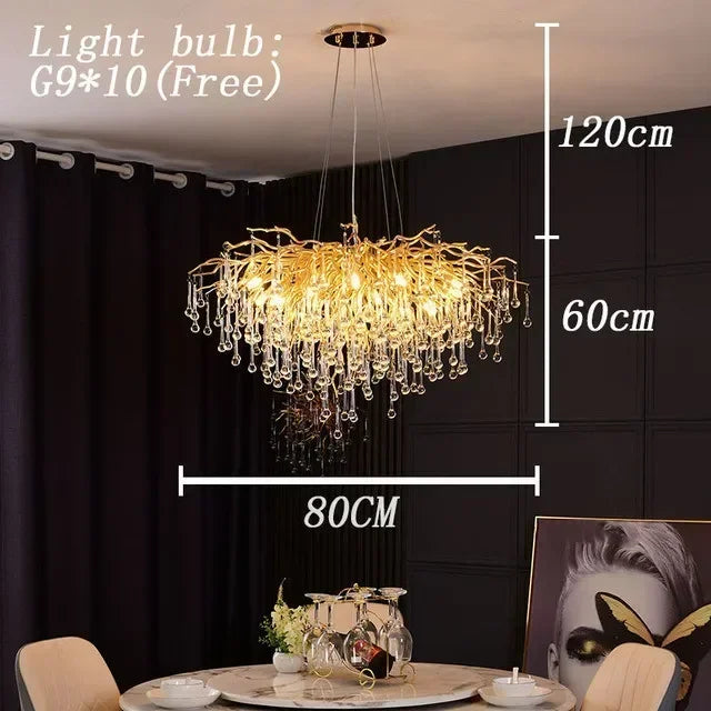 Luxury Gold Crystal Chandelier – Water Drop, Pendant & Ceiling
