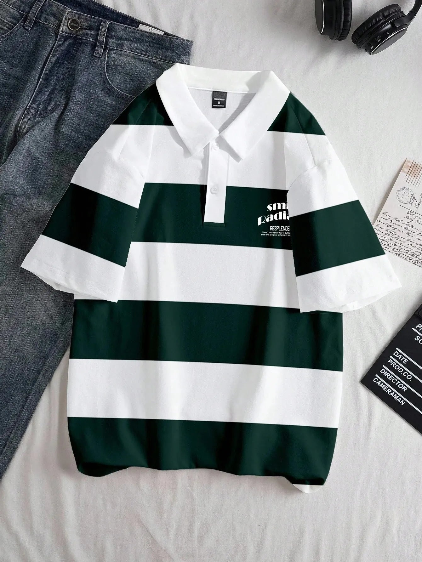 The new men's short-sleeved POLO shirt for summer 2025 is casual, fashionable, and soft, with 3D striped pattern printing
