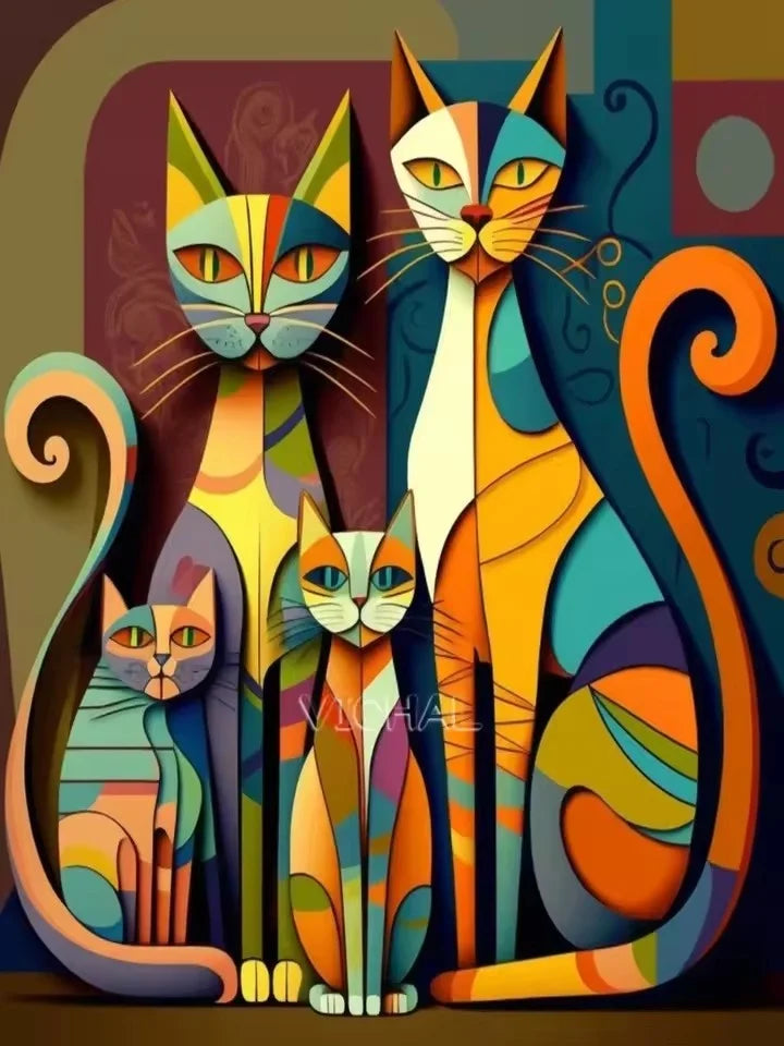 Colorful Cat Canvas Print - Frameless Rainbow - Playful Pop