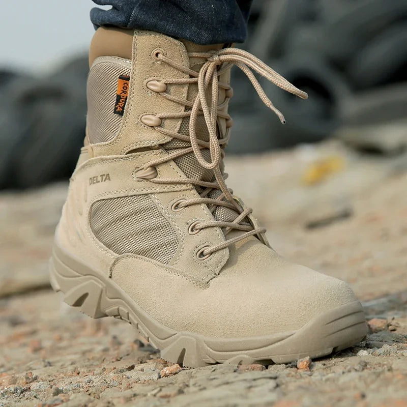 Men's Tactical Combat Boots - Zipper Waterproof Split Leather Military Ankle