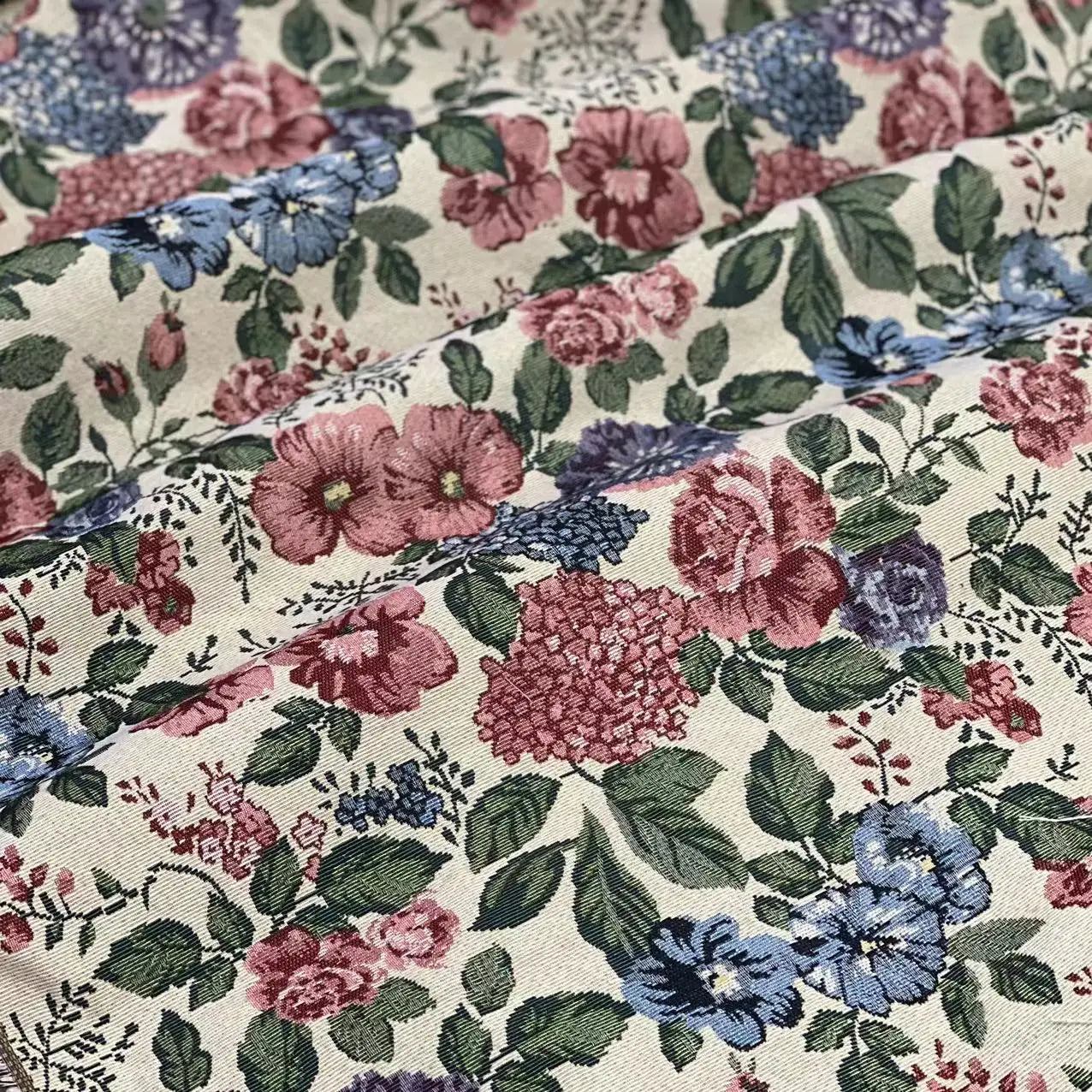 FLORAL CHENILLE JACQUARD FABRIC - Polyester-Cotton, 148cm Wide - Rich Rooms