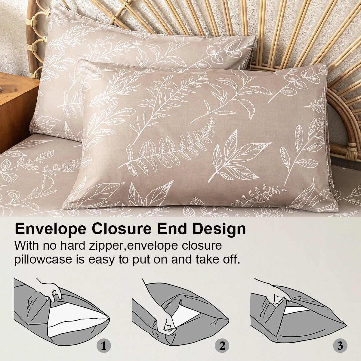 BOTANICAL SLEEP - Leaf Floral Duvet Cover Set - Soft, Skin-Friendly & Timeless