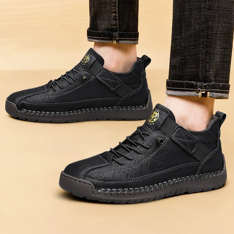 HIGH STITCH - Men's Handmade High-Top Casual Ankle Boots - Breathable Leather
