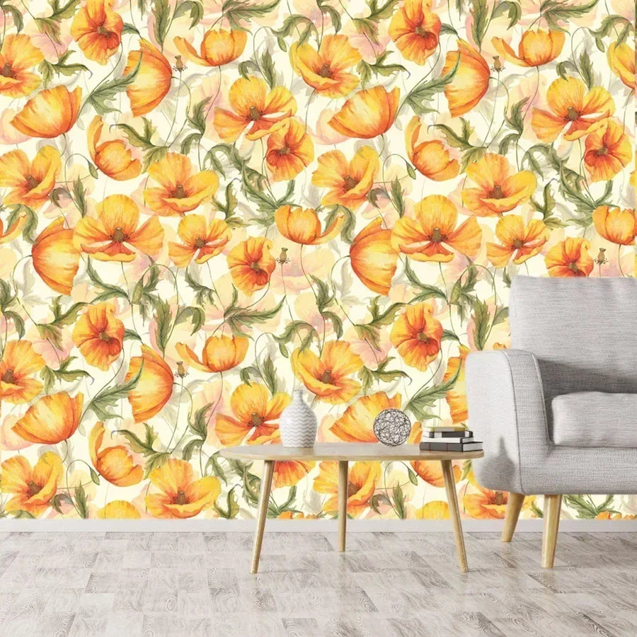 Custom Floral Nature Wall Mural – Peel & Stick or Non-Woven