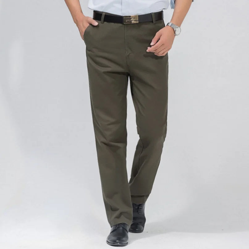 COTTON EASE - Men's 100% Cotton Casual Trousers - Summer Thin & Autumn Thick, High Waist