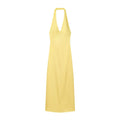 Women's Satin Long Dress New 2026 Summer Fashion Women Polka Dots Sleeveless Halter-Neck Back Bow Dress Female Midi Dresses