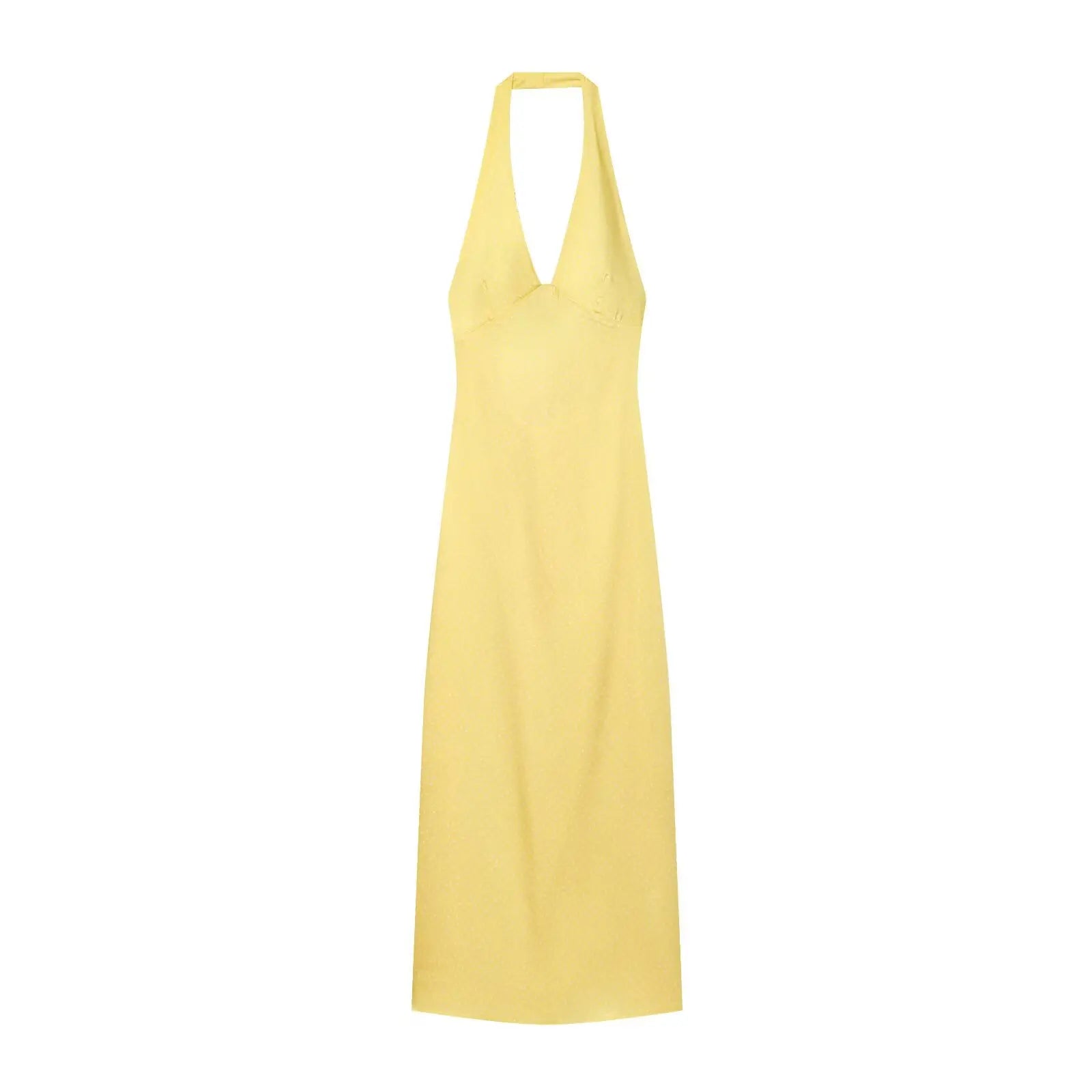 Women's Satin Long Dress New 2026 Summer Fashion Women Polka Dots Sleeveless Halter-Neck Back Bow Dress Female Midi Dresses